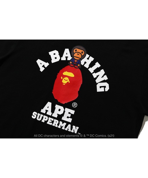 A BATHING APE(アベイシングエイプ)の「BAPE X DC BABY MILO SUPERMAN COLLEGE TEE M(Tシャツ/カットソー・メンズ・ホワイト/ブラック・MEDIUM/XX-LARGE/X-LARGE/SMALL/LARGE)」の5枚目の写真