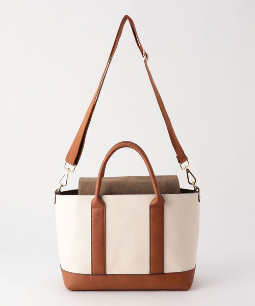 fredy repit（フレディレピ）の「フェイクレザーインポーチトートバッグ（トートバッグ・レディース・ブラック/キャメル・FREE）」の7枚目の写真