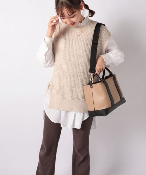 fredy repit（フレディレピ）の「フェイクレザーインポーチトートバッグ（トートバッグ・レディース・ブラック/キャメル・FREE）」の21枚目の写真