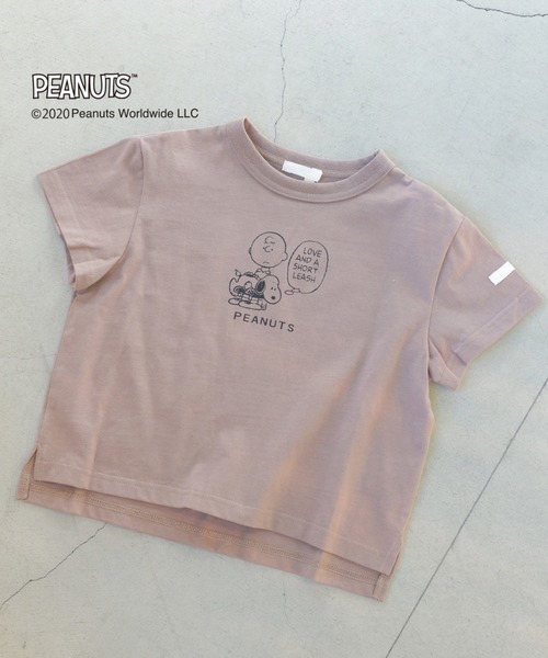koe（コエ）の「PEANUTS Charlie Brown Tシャツ＊（Tシャツ/カットソー・キッズ・ベージュ/パープル/ブルー/グリーン・140/110cm/120cm/130cm）」の2枚目の写真