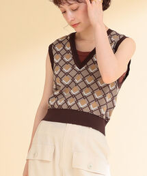 Ray BEAMS | Ray BEAMS / ジャカード Vネック ベスト(ベスト)