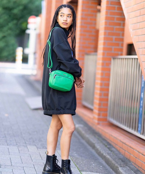 X-girl（エックスガール）の「FAUX LEATHER SHOULDER BAG（ショルダーバッグ・レディース・ブラック/ベージュ/ライトパープル/シルバー/グリーン・ONE SIZE）」の9枚目の写真