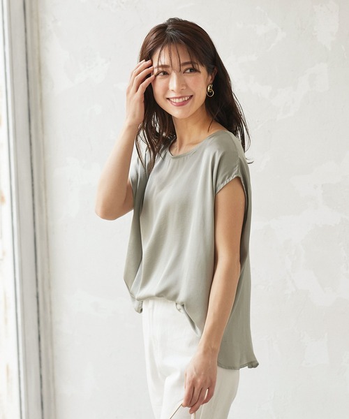 KOBE LETTUCE（コウベレタス）の「ヴィンテージサテンバック開きドルマンプルオーバー（シャツ/ブラウス・レディース・ライトベージュ/パープル/ブラウン系その他/ミント・FREE）」の4枚目の写真