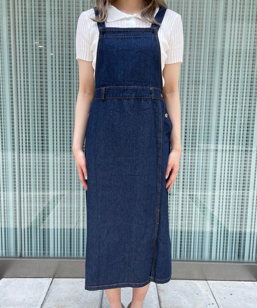 titty＆Co. PETIT（ティティアンドコープティ）の「【titty&Co.PETIT】デニムミディジャンスカ（ジャンパースカート・レディース・インディゴブルー・SMALL/MEDIUM）」の8枚目の写真