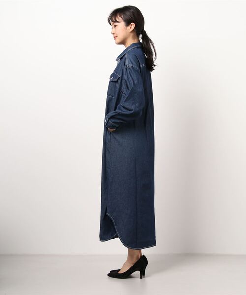 Emma（SELECT LEVERY）（エマ セレクトリベリー）の「(Emma)デニムシャツワンピース（シャツワンピース・レディース・ネイビー/ブルー/グレー・MEDIUM）」の5枚目の写真