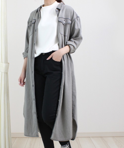 Emma（SELECT LEVERY）（エマ セレクトリベリー）の「(Emma)デニムシャツワンピース（シャツワンピース・レディース・ネイビー/ブルー/グレー・MEDIUM）」の2枚目の写真