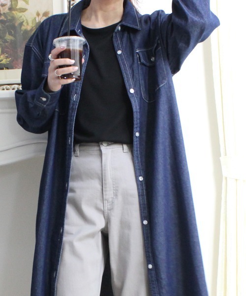 Emma（SELECT LEVERY）（エマ セレクトリベリー）の「(Emma)デニムシャツワンピース（シャツワンピース・レディース・ネイビー/ブルー/グレー・MEDIUM）」の7枚目の写真