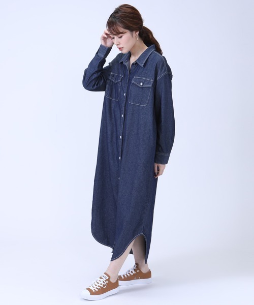 Emma（SELECT LEVERY）（エマ セレクトリベリー）の「(Emma)デニムシャツワンピース（シャツワンピース・レディース・ネイビー/ブルー/グレー・MEDIUM）」の10枚目の写真