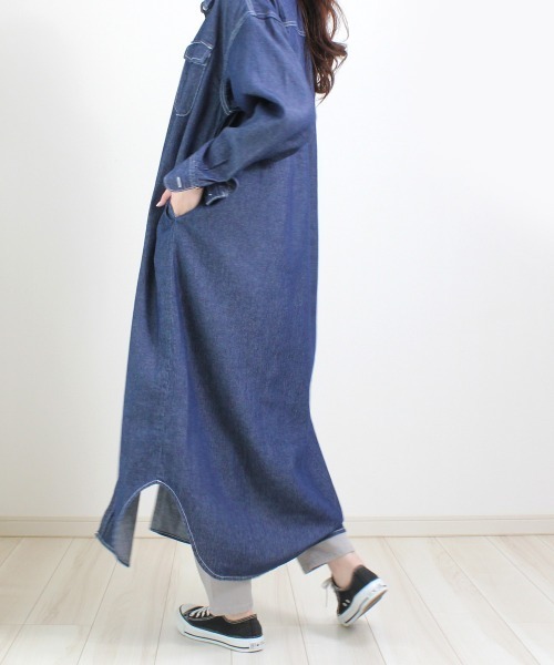 Emma（SELECT LEVERY）（エマ セレクトリベリー）の「(Emma)デニムシャツワンピース（シャツワンピース・レディース・ネイビー/ブルー/グレー・MEDIUM）」の14枚目の写真