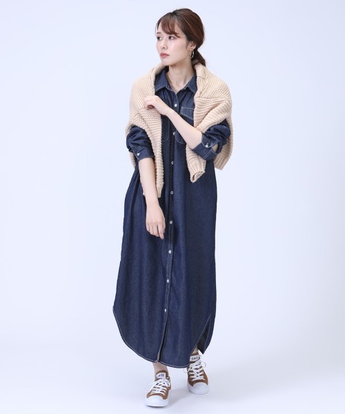 Emma（SELECT LEVERY）（エマ セレクトリベリー）の「(Emma)デニムシャツワンピース（シャツワンピース・レディース・ネイビー/ブルー/グレー・MEDIUM）」の12枚目の写真