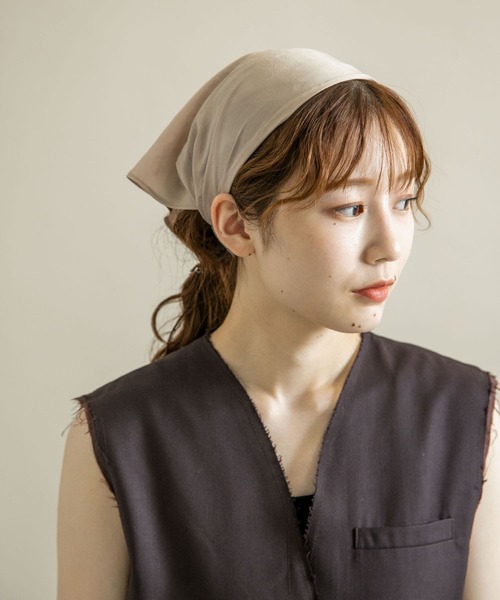 SMELLY（スメリー）の「スカーフターバン（ヘアバンド・レディース・ベージュ/ミント・-）」の3枚目の写真