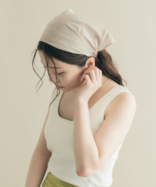 SMELLY（スメリー）の「スカーフターバン（ヘアバンド・レディース・ベージュ/ミント・-）」の9枚目の写真