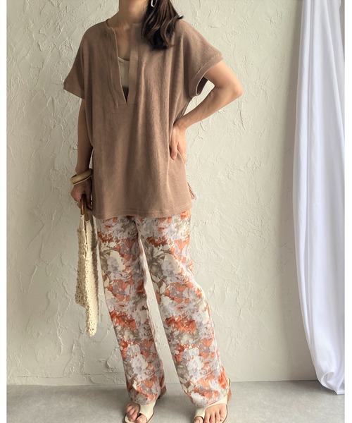 She's Closet（シーズクローゼット）の「深Vネックワッフルサイドスリットプルオーバー半袖Tシャツ（Tシャツ/カットソー・レディース・アイボリー/ブルーグレー/モカ・FREE）」の18枚目の写真