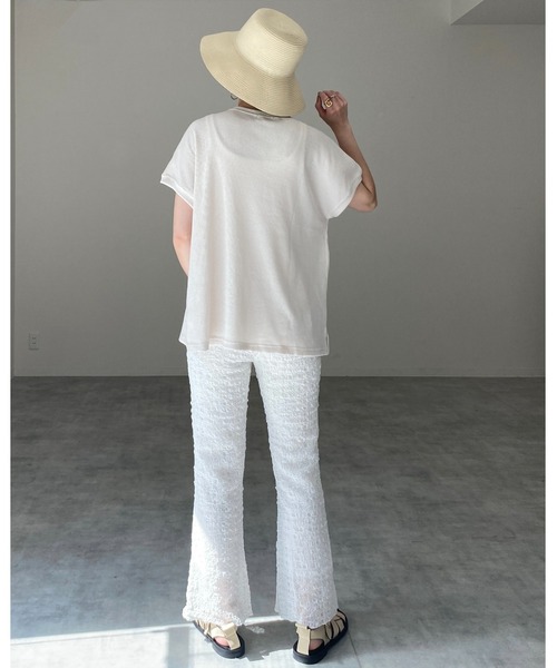 She's Closet（シーズクローゼット）の「深Vネックワッフルサイドスリットプルオーバー半袖Tシャツ（Tシャツ/カットソー・レディース・アイボリー/ブルーグレー/モカ・FREE）」の16枚目の写真