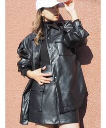 EVRIS | エコレザーボリュームスリーブジャケット(テーラードジャケット)