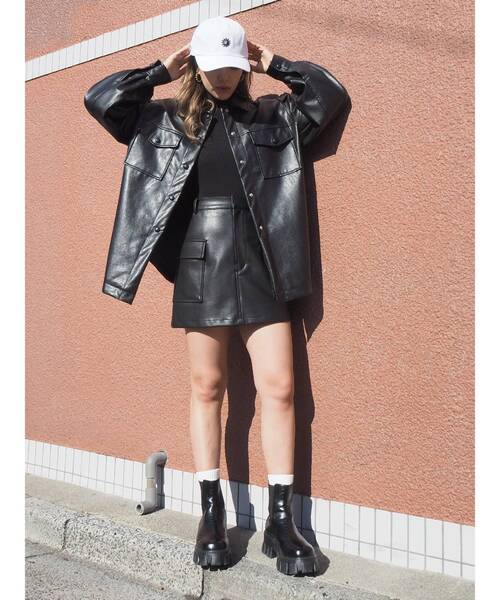 EVRIS(エヴリス)の「フェイクレザーボリュームスリーブジャケット【セットアップ着用可能】(テーラードジャケット・レディース・ブラック/ブラウン/アイボリー・FREE)」の10枚目の写真