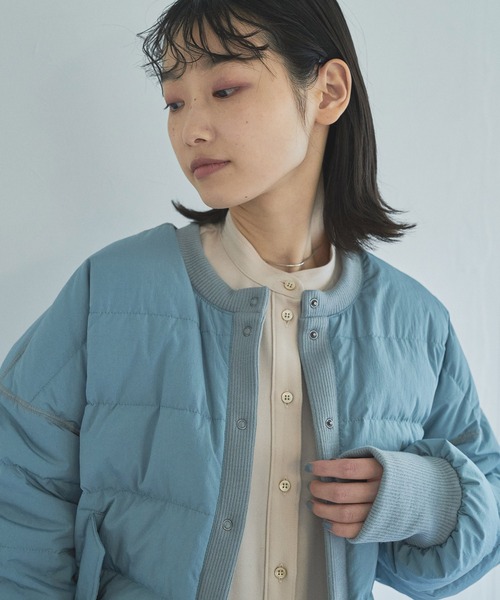 audrey and john wad（オードリーアンドジョンワッド）の「【Audrey and John Wad】ノーカラーショートダウンブルゾン（ダウンジャケット/コート・レディース・ホワイト/ブラック/カーキ/グレイッシュブルー・FREE）」の17枚目の写真