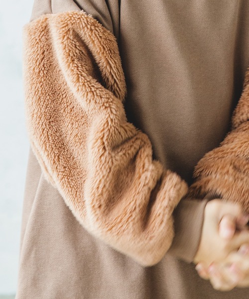 pairmanon（ペアマノン）の「【万能スウェット】ボア切替 ビッグシルエットロングワンピース（ワンピース・キッズ・ブラウン/ミント/ブラック/グレイッシュベージュ/モカ・100/120/150/130/140/110/90）」の13枚目の写真