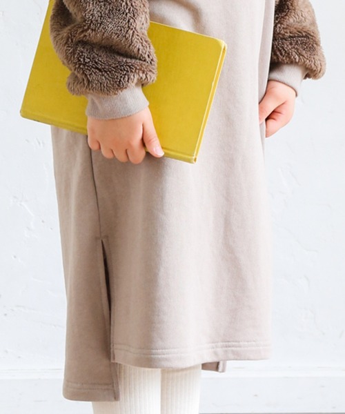 pairmanon（ペアマノン）の「【万能スウェット】ボア切替 ビッグシルエットロングワンピース（ワンピース・キッズ・ブラウン/ミント/ブラック/グレイッシュベージュ/モカ・100/120/150/130/140/110/90）」の18枚目の写真