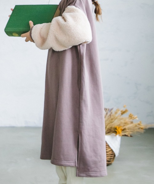 pairmanon（ペアマノン）の「【万能スウェット】ボア切替 ビッグシルエットロングワンピース（ワンピース・キッズ・ブラウン/ミント/ブラック/グレイッシュベージュ/モカ・100/120/150/130/140/110/90）」の20枚目の写真