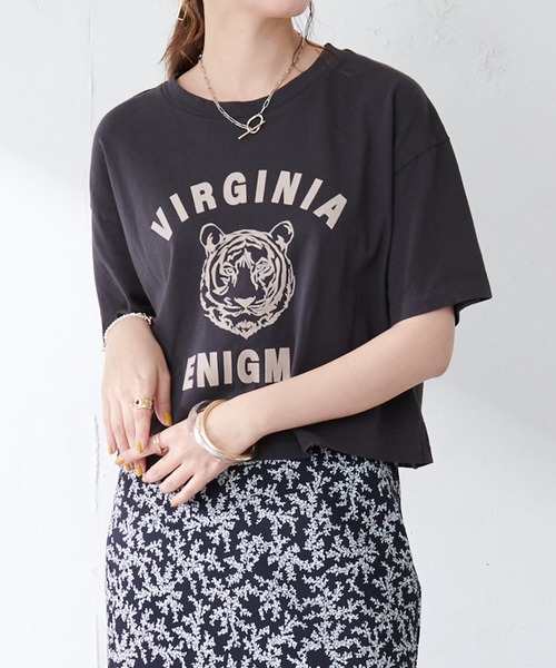 DISCOAT（ディスコート）の「TIGERプリントTシャツ（Tシャツ/カットソー・レディース・チャコールグレー/オフホワイト/ピンク・FREE）」の3枚目の写真