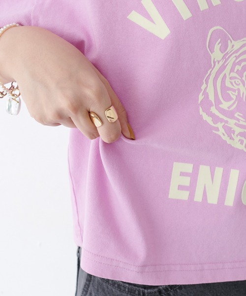 DISCOAT（ディスコート）の「TIGERプリントTシャツ（Tシャツ/カットソー・レディース・チャコールグレー/オフホワイト/ピンク・FREE）」の10枚目の写真