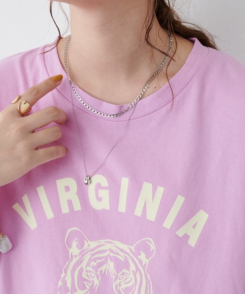 DISCOAT（ディスコート）の「TIGERプリントTシャツ（Tシャツ/カットソー・レディース・チャコールグレー/オフホワイト/ピンク・FREE）」の6枚目の写真