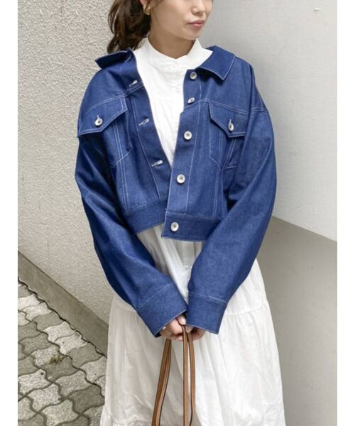 dazzlin（ダズリン）の「ルーズデニムGジャン（デニムジャケット・レディース・インディゴブルー/モカ・FREE）」の6枚目の写真