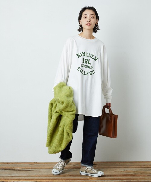 FREAK'S STORE(フリークスストア)の「▽【WEB限定】PENNEYS/ペニーズ 別注ピグメントフットボールTシャツ(Tシャツ/カットソー・レディース・ベージュ/オフホワイト/ブラック/グレー/オリーブ/パープル/サックスブルー・フリ-)」の10枚目の写真