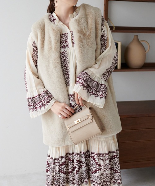 DISCOAT(ディスコート)の「ボヘーノワンピース(ワンピース・レディース・ブラック/ベージュ/ブルー・FREE)」の10枚目の写真