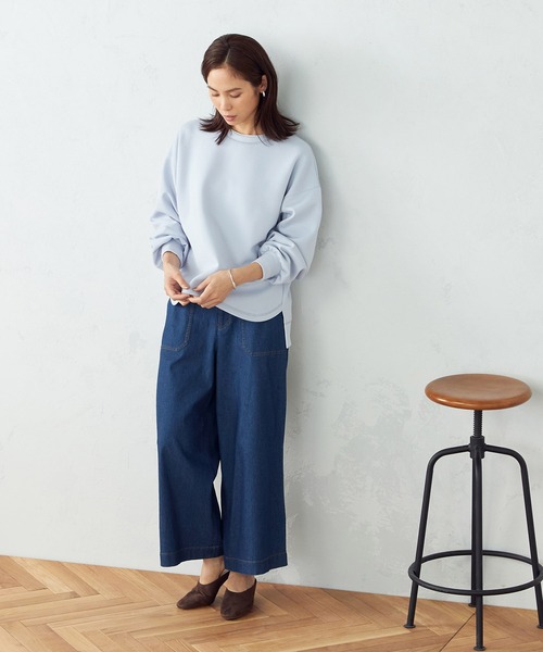 COMME CA ISM（コムサイズム）の「ダンボールニット　スエット（スウェット・レディース・ホワイト/ブラック/サックスブルー/ピンク/チャコール・MEDIUM/LARGE）」の9枚目の写真