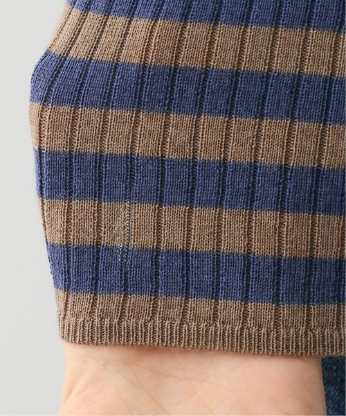 SLOBE IENA（スローブイエナ）の「W/PE リブボーダーVネックカーディガン【手洗い可能】◆（カーディガン/ボレロ・レディース・ブラック/ベージュ/ピンク・FREE）」の13枚目の写真