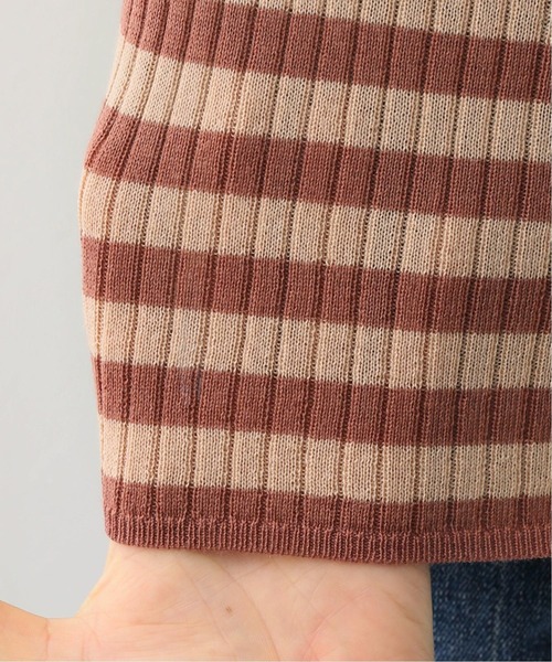 SLOBE IENA（スローブイエナ）の「W/PE リブボーダーVネックカーディガン【手洗い可能】◆（カーディガン/ボレロ・レディース・ブラック/ベージュ/ピンク・FREE）」の19枚目の写真