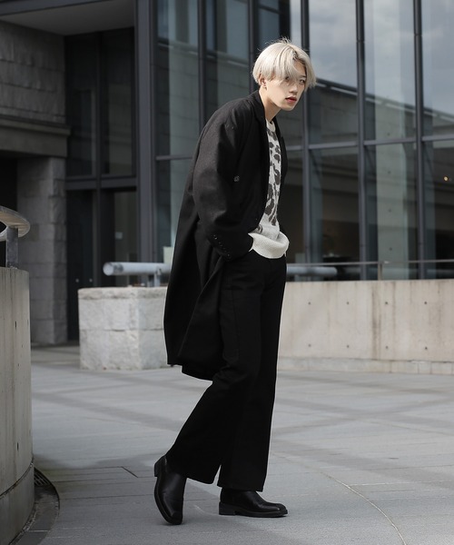 G.O.C（ジーオーシー）の「オーバーサイズピークドラペルチェスターコート（チェスターコート・メンズ・グレー/ブラック・MEDIUM/LARGE）」の3枚目の写真