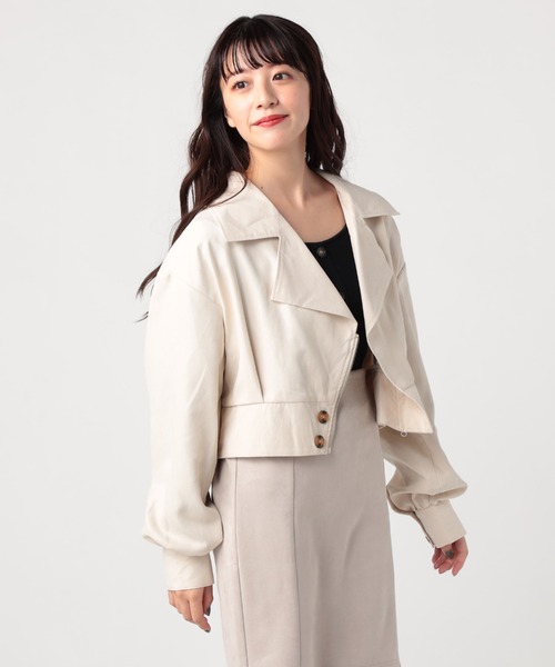 CECIL McBEE(セシルマクビー)の「細コールショートライダースジャケット(ライダースジャケット・レディース・ライトベージュ/モカ・MEDIUM)」の2枚目の写真