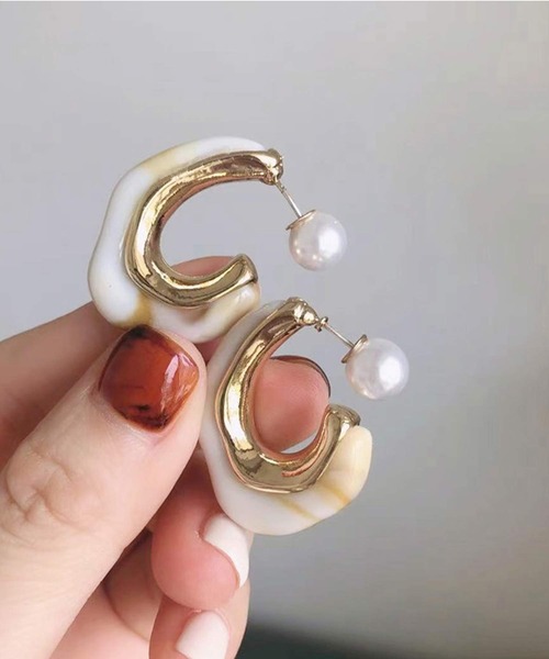 shopnikoniko(ショップニコニコ)の「ニュアンスピアス(ピアス(両耳用)・レディース・ブラウン/グリーン/アイボリー・フリー)」の2枚目の写真