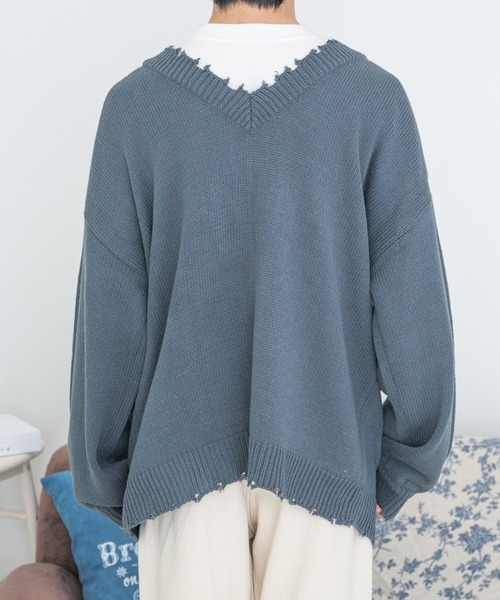 PairPair(ペアペア)の「ダメージニット2WAYプルオーバー(ユニセックス)(ニット/セーター・レディース・ブラック/グリーン/グレイッシュブルー・MEDIUM/LARGE)」の22枚目の写真