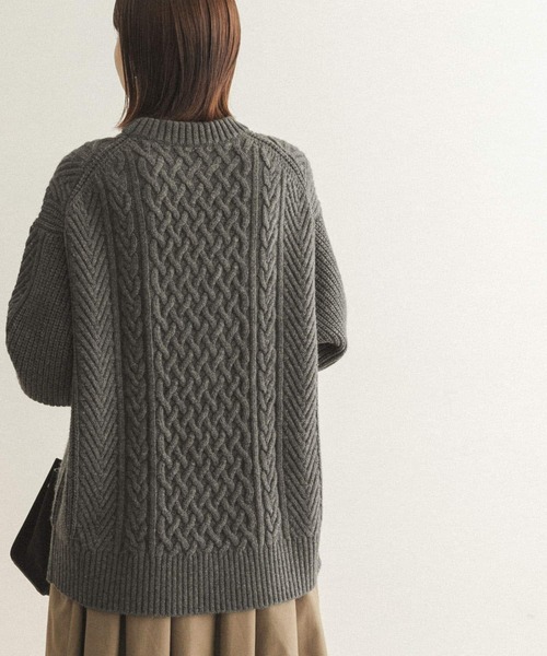 FORK&SPOON（フォークアンドスプーン）の「FORK&SPOON　ケーブルニットプルオーバー（ニット/セーター・レディース・レッド/ホワイト系その他/チャコールグレー・ONE）」の4枚目の写真
