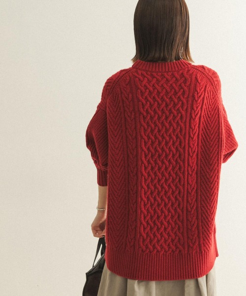 FORK&SPOON（フォークアンドスプーン）の「FORK&SPOON　ケーブルニットプルオーバー（ニット/セーター・レディース・レッド/ホワイト系その他/チャコールグレー・ONE）」の15枚目の写真