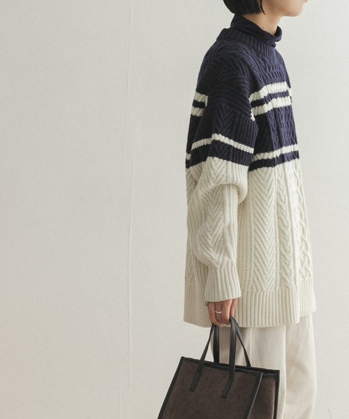 FORK&SPOON（フォークアンドスプーン）の「FORK&SPOON　ケーブルニットプルオーバー（ニット/セーター・レディース・レッド/ホワイト系その他/チャコールグレー・ONE）」の18枚目の写真