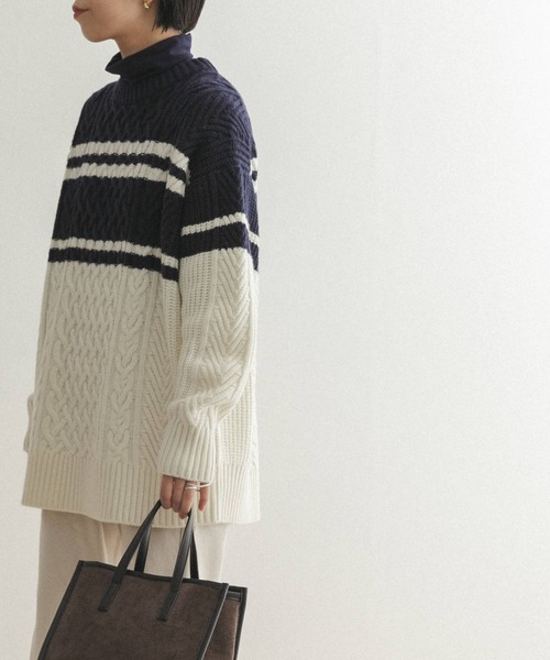 FORK&SPOON（フォークアンドスプーン）の「FORK&SPOON　ケーブルニットプルオーバー（ニット/セーター・レディース・レッド/ホワイト系その他/チャコールグレー・ONE）」の19枚目の写真