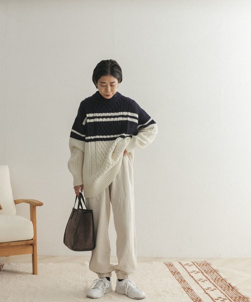 FORK&SPOON（フォークアンドスプーン）の「FORK&SPOON　ケーブルニットプルオーバー（ニット/セーター・レディース・レッド/ホワイト系その他/チャコールグレー・ONE）」の21枚目の写真