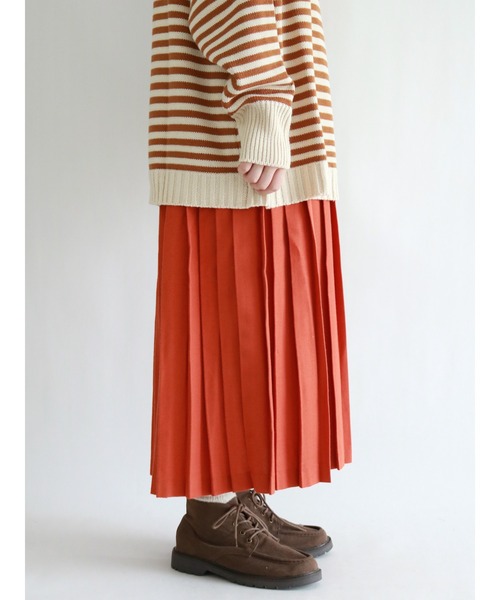 Samansa Mos2（サマンサ モスモス）の「ロングプリーツスカート（スカート・レディース・ブラック/ネイビー/ブラウン/オレンジ・ﾌﾘ-）」の8枚目の写真