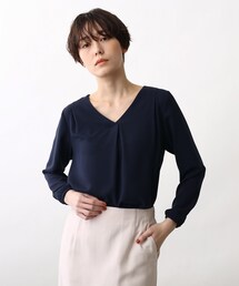 INDIVI | 【洗える/UVケア/吸水速乾/エコ】タックデザインVネックブラウス(シャツ/ブラウス)