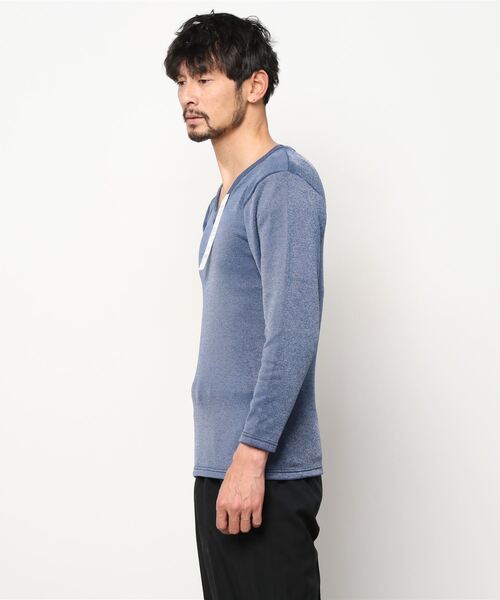 GUNZE（グンゼ）の「GUNZE グンゼ HOTMAGIC クルーネック＆Vネック 厚手 ロングスリーブシャツ 長袖 ホットマジック（Tシャツ/カットソー・メンズ・ブラック/ネイビー/ブラック系2/ブルー系2/オフホワイト/ネイビー系1/ブラック系3・MEDIUM/LARGE/X-LARGE）」の18枚目の写真