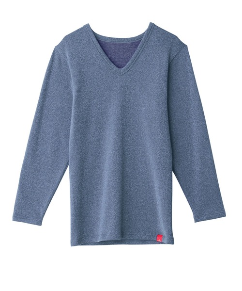 GUNZE（グンゼ）の「GUNZE グンゼ HOTMAGIC クルーネック＆Vネック 厚手 ロングスリーブシャツ 長袖 ホットマジック（Tシャツ/カットソー・メンズ・ブラック/ネイビー/ブラック系2/ブルー系2/オフホワイト/ネイビー系1/ブラック系3・MEDIUM/LARGE/X-LARGE）」の7枚目の写真