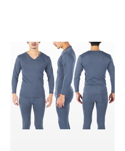 GUNZE（グンゼ）の「GUNZE グンゼ HOTMAGIC クルーネック＆Vネック 厚手 ロングスリーブシャツ 長袖 ホットマジック（Tシャツ/カットソー・メンズ・ブラック/ネイビー/ブラック系2/ブルー系2/オフホワイト/ネイビー系1/ブラック系3・MEDIUM/LARGE/X-LARGE）」の16枚目の写真