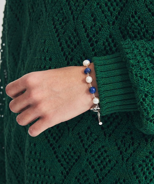 LiNoH(リノー)の「PEARL×NATURAL STONE BRACELET(ブレスレット・メンズ・ブルー/グリーン・FREE)」の1枚目の写真