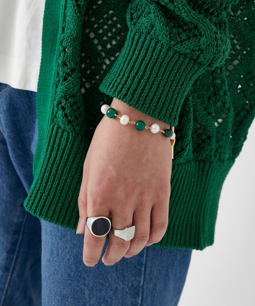 LiNoH(リノー)の「PEARL×NATURAL STONE BRACELET(ブレスレット・メンズ・ブルー/グリーン・FREE)」の6枚目の写真