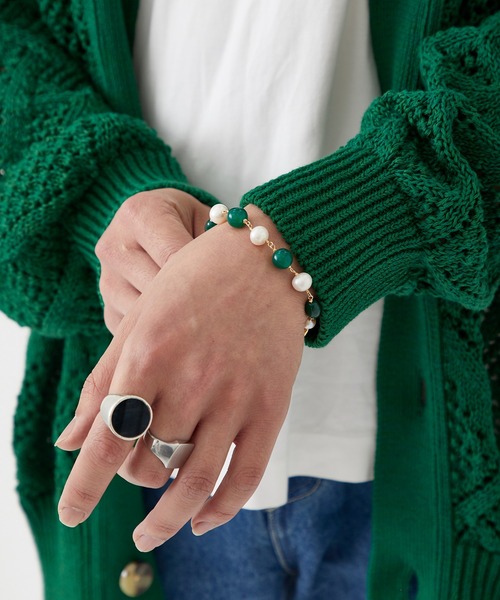 LiNoH(リノー)の「PEARL×NATURAL STONE BRACELET(ブレスレット・メンズ・ブルー/グリーン・FREE)」の13枚目の写真